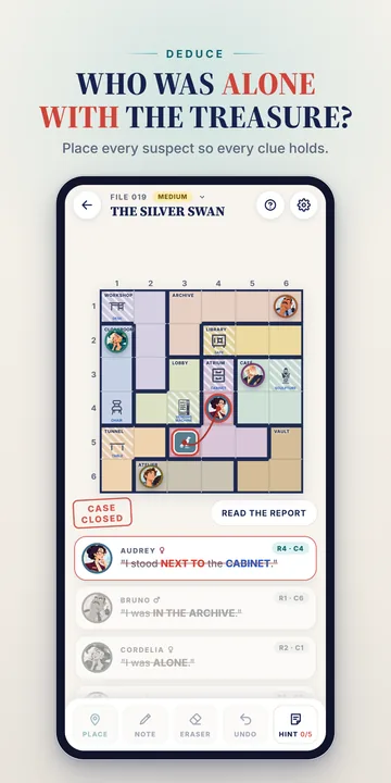 Who was alone with the treasure? A solved board.